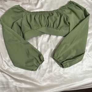 Chic Olive Green Off-Shoulder Top